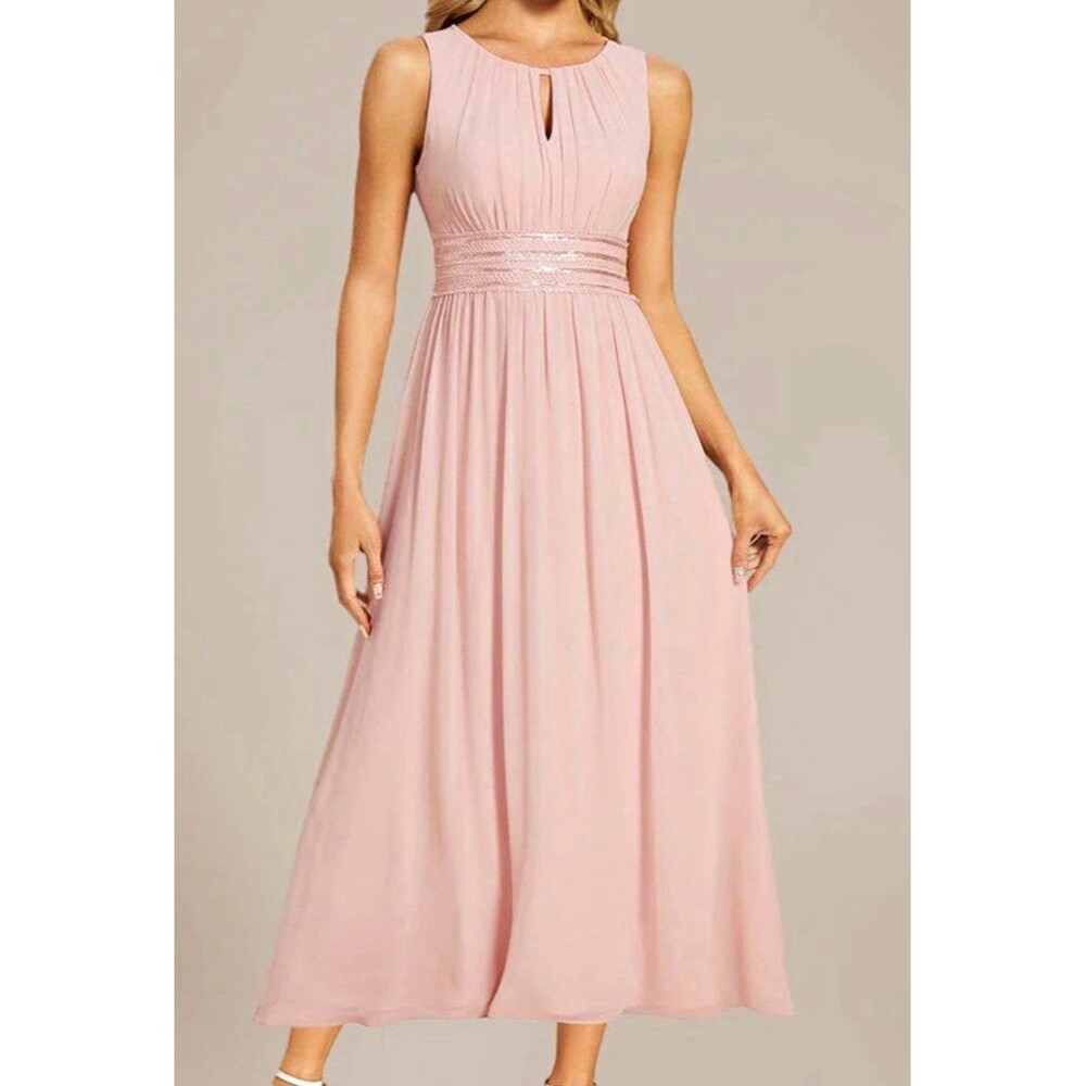 Ever-Pretty Sz 2XL Women’s Pink Sleeveless Solid Midi Dress ES03955PK20